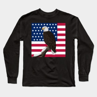 Bald Eagle Bird Illustration Stars&Stripes Long Sleeve T-Shirt